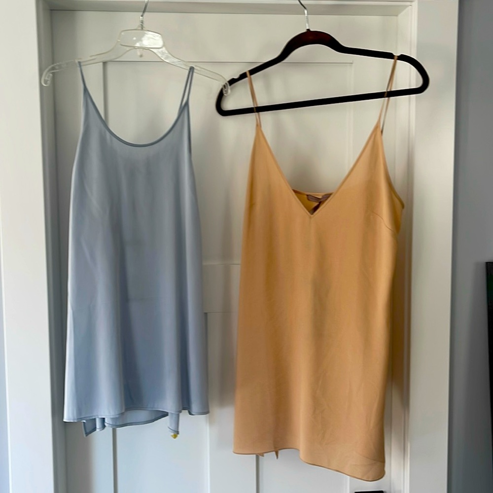 2- Halston Heritage cami’s. Blue & Camel. Size M